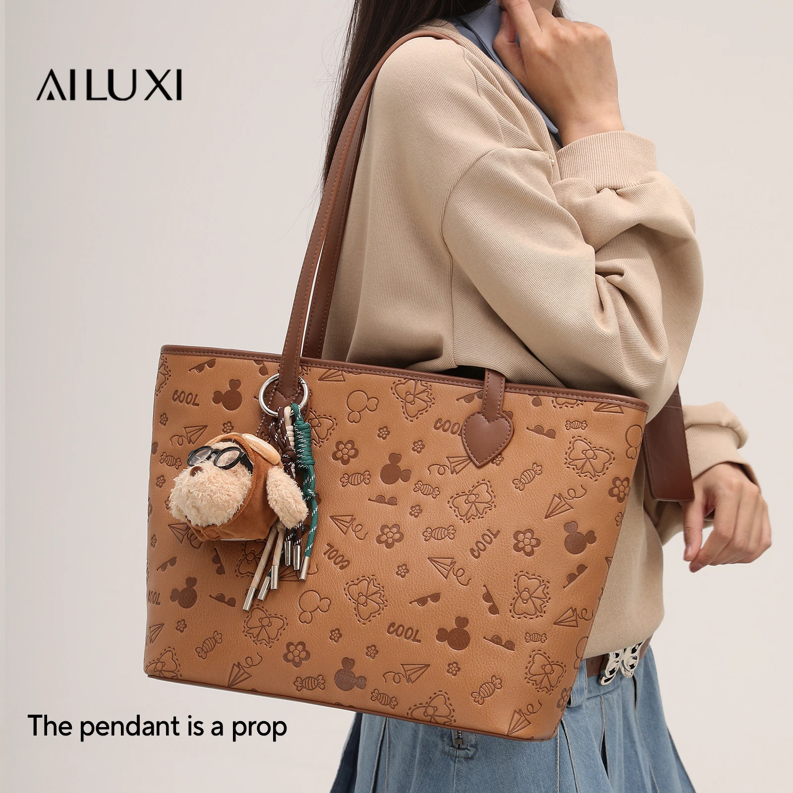 

AILUXI Large Capacity Tote Bag without Pendent Women Girl Original Designer Brand Underarm Handbag Purse Back To School Bag