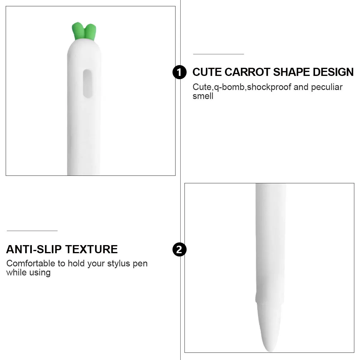 

Carrot Shaped Silicone Stylus Grip White Compatible Pencil 2 Portable Sleeve Cover Anti-Slip Protection Reduce Wrist
