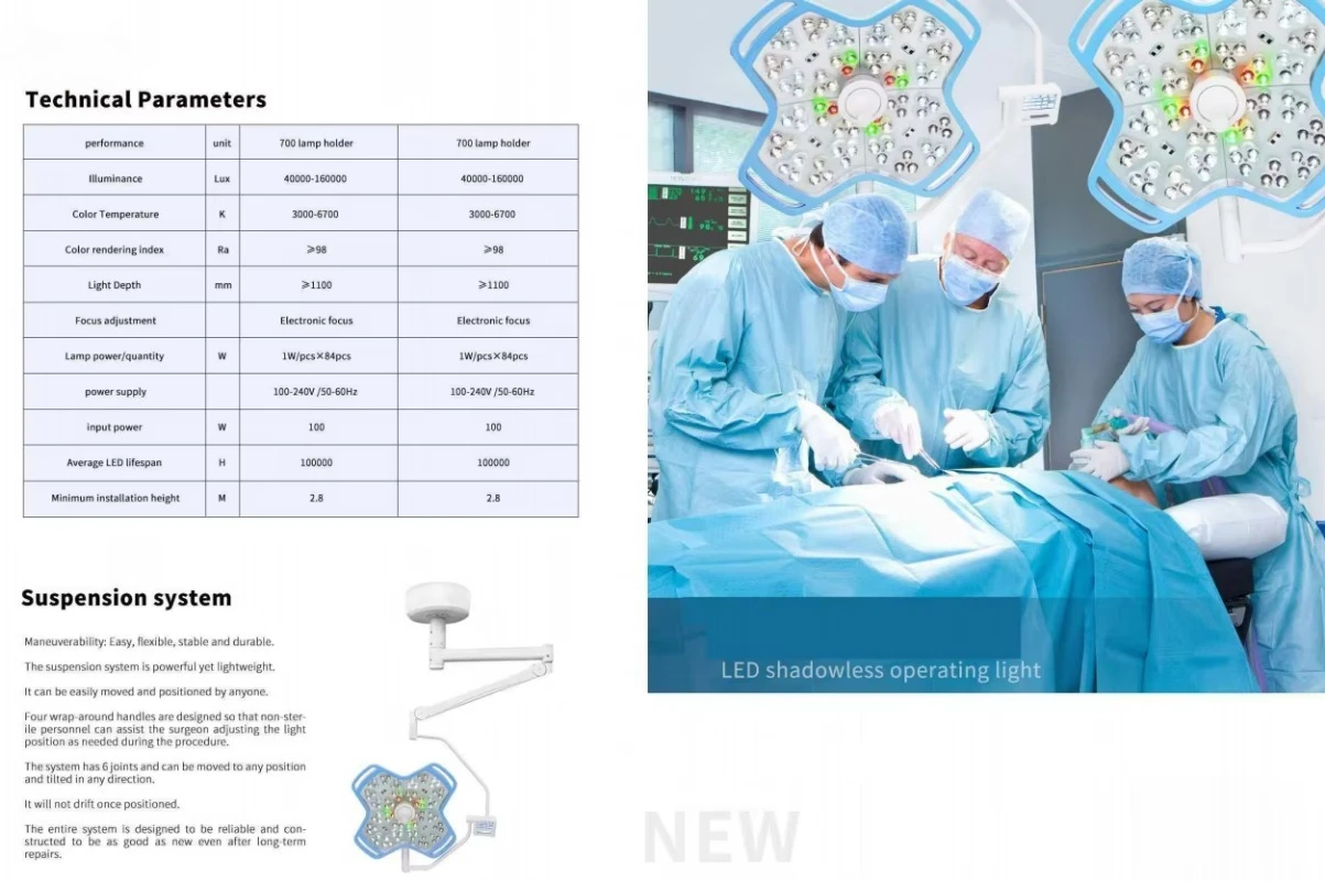 700 LED operating lights, electronic focusing shadowless surgical lights, hospital ceiling-type surgical lights