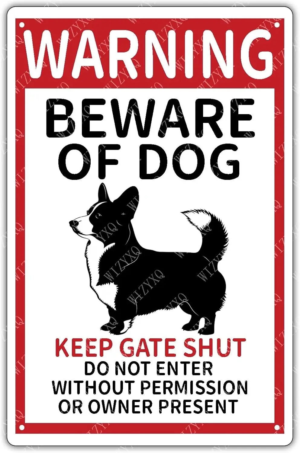 Metal Signs Warning Beware Of Dog Keep Gate Shut Do Not Enter Without Permission Or Owner Present Corgi Sign Vintage Aluminum Ti