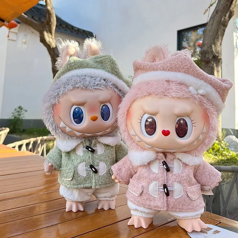 For 38 CM LABUBU/MOKOKO vinyl plush doll spring wild summer autumn and winter tweed coat set for labubu outfit decoration