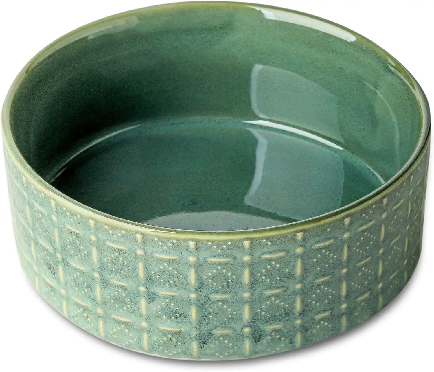 

Ceramic Dog Bowl, 6.5 Inch Pet Food and Water Dish for Small to Medium Dogs and Puppies in Green