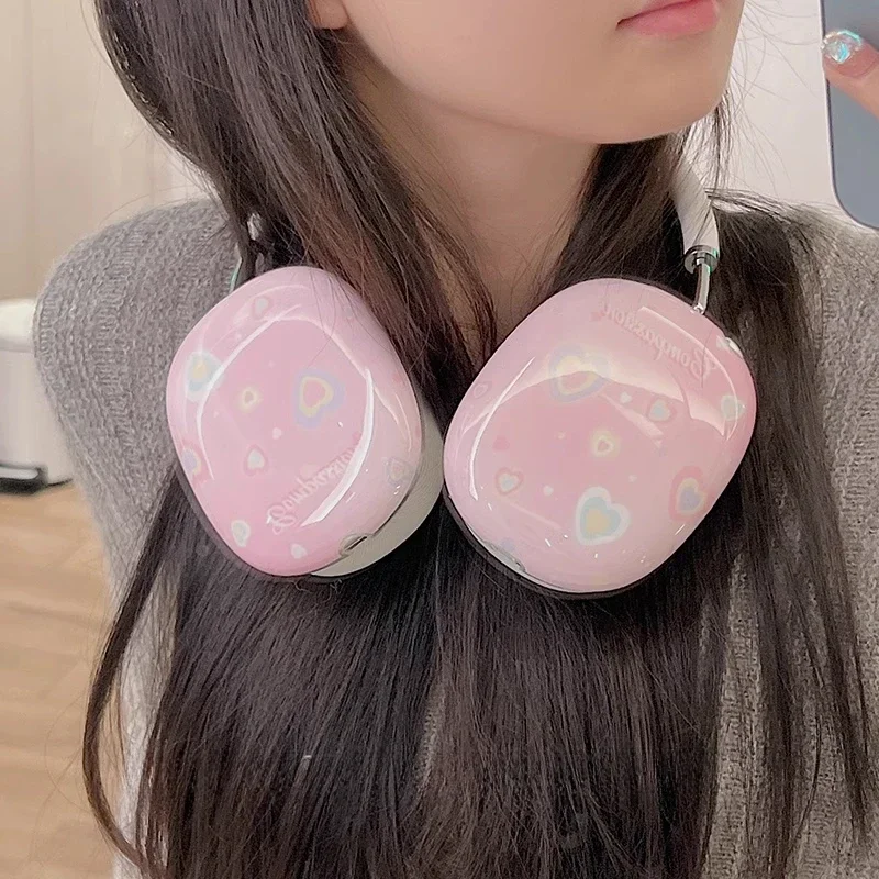 Y2K Airpods Max Headphones Case Cover Cute Heart Customized Airpods Cases Fashion Pink Headphones Accessories Decoration Gifts