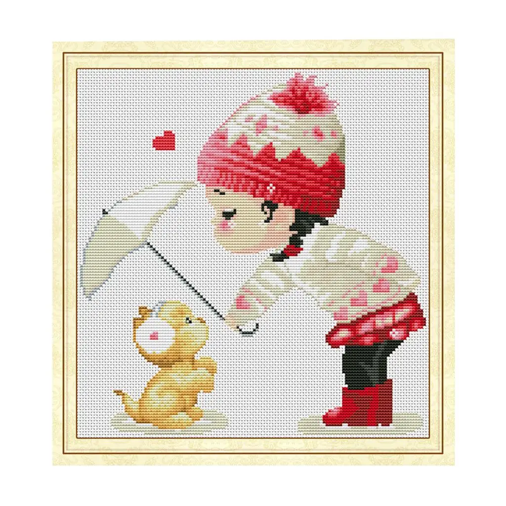 Stamped Cross Stitch Kits Pre Printed Embroidery Pattern DIY Needlecraft Complete Kit for Home Decoration