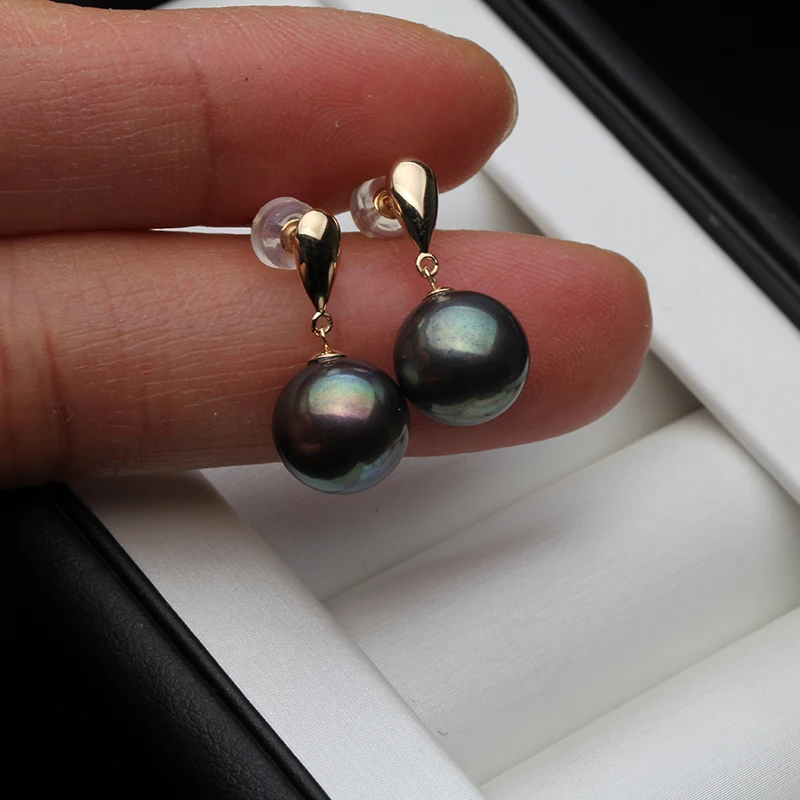 Wedding Perfect Rounfd Natural Tahitian Pearl Earrings For Women Wife Mother Annniversary Gift