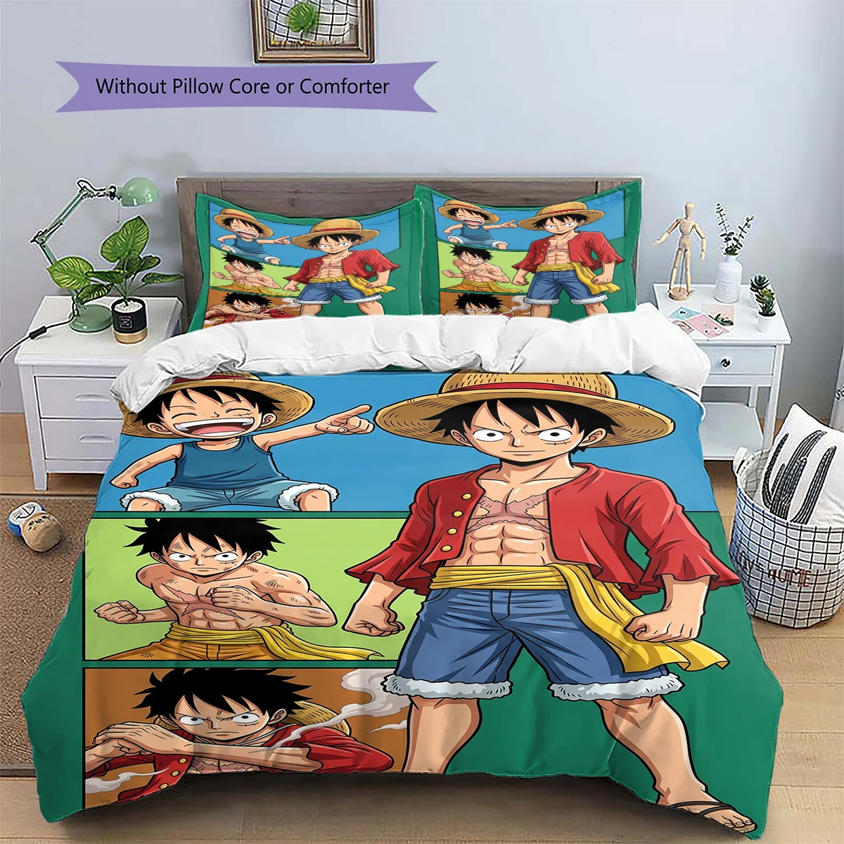One Piece Anime Flair Designed Pillowcase & Duvet Cover Set | Bedroom Decor | Ideal Gift for Anime Enthusiasts YUN6511