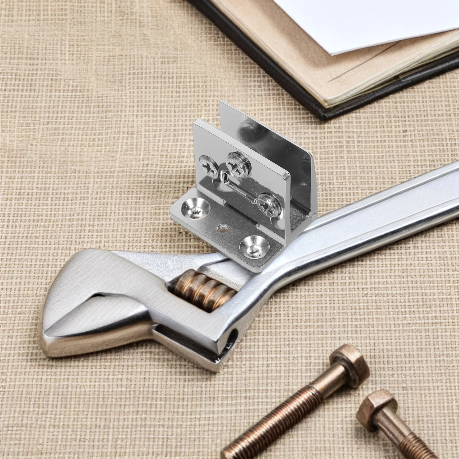 

4Pcs Glass Door Hinges 3-8mm Tempered Stainless Steel Clamp Easy Installation for Wine Cabinets Bathroom Shower Door Hardware