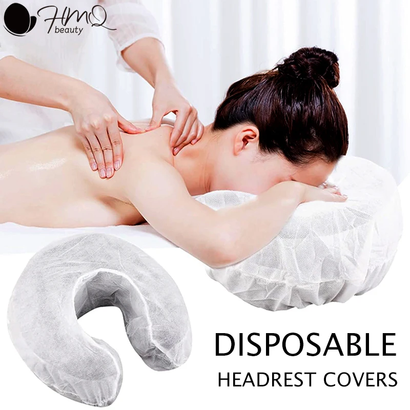 

50/10pcs U-Shaped Headrest Covers Fitted Disposable Non-Woven Fitted Face Cradle Covers Beauty Salon SPA Elastic Pillowcase