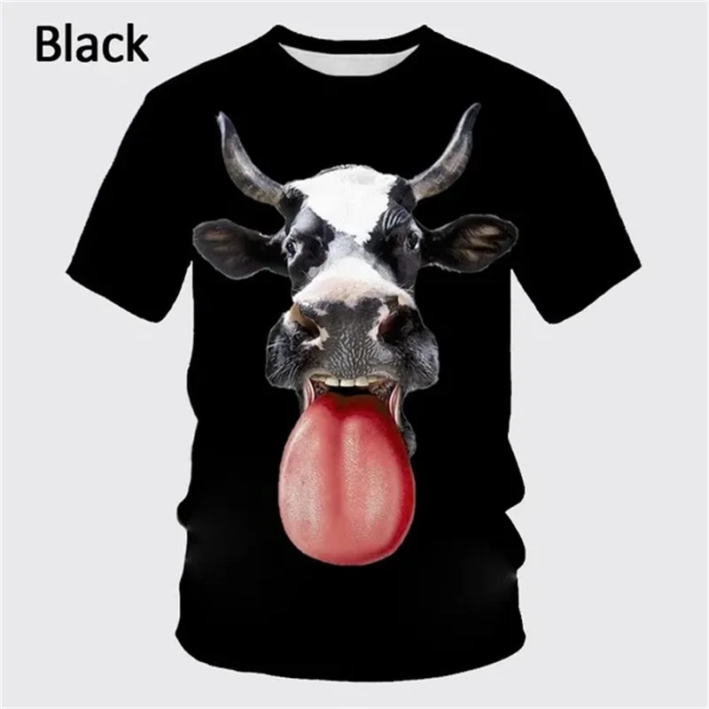 Fashion Short-sleeved Animal Cow Graphic T Shirts For Men Kids 3D Printing Casual Funny Tshirt Casual Oversized Hip-hop Tee Tops