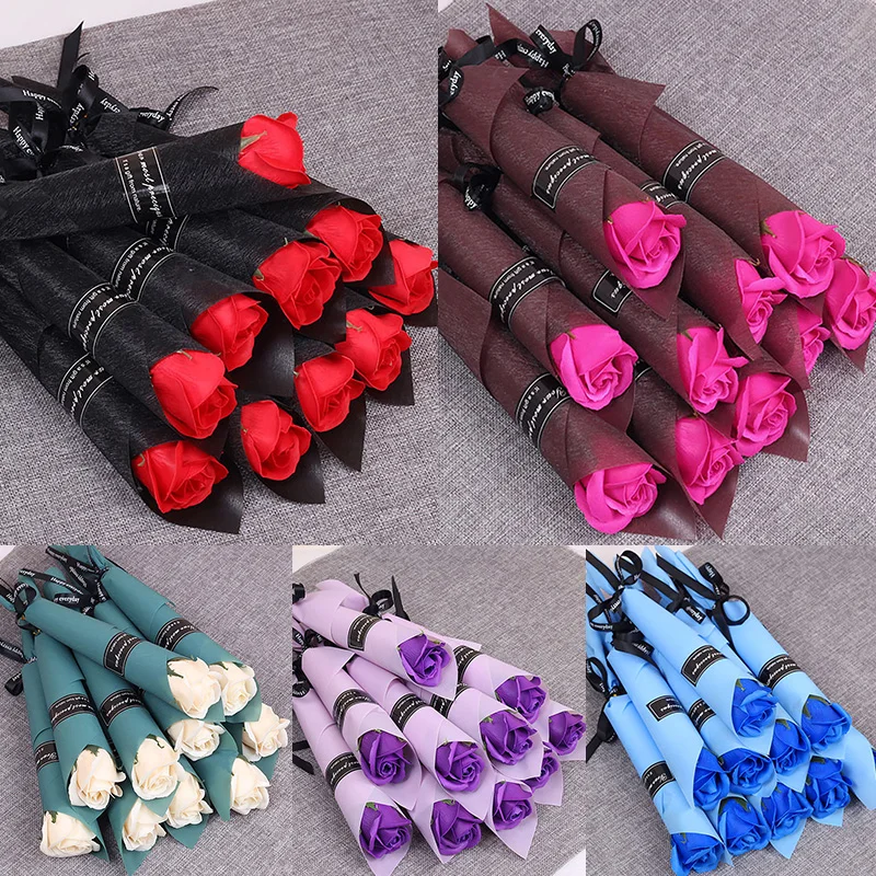 1/5pcs Roses Soap Flowers Creative Multicolor Romantic Wedding Party Favors Rose Soaps Flower For Valentine\'s Mother\'s Day Gifts