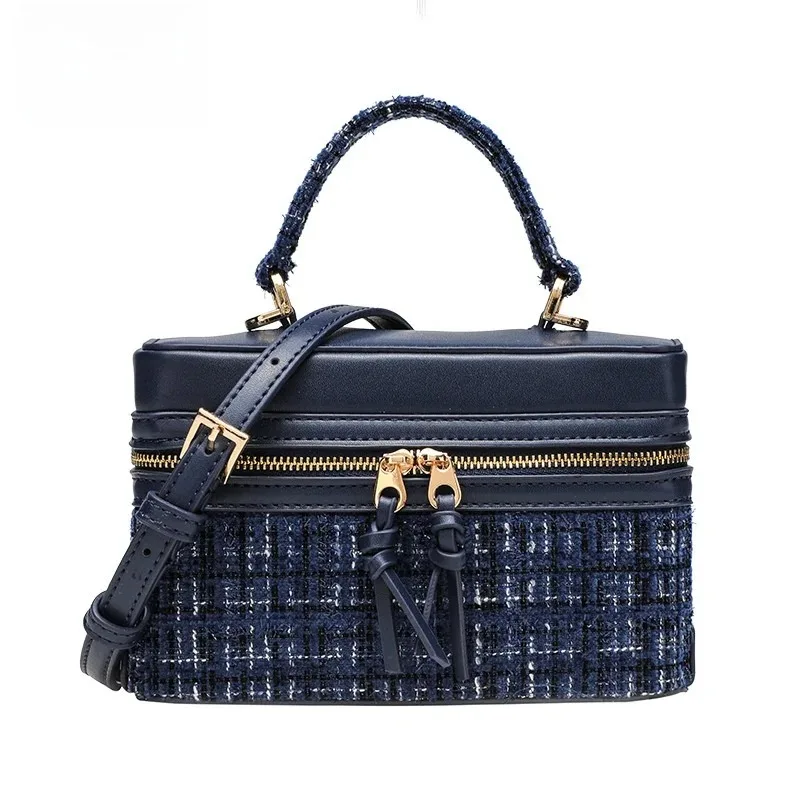 

Элитная дизайнерская сумка для женщин: винтажная шерстяная сумка-клатч с квадратными цепями, на плечо или через плечо, новинка 2026 года