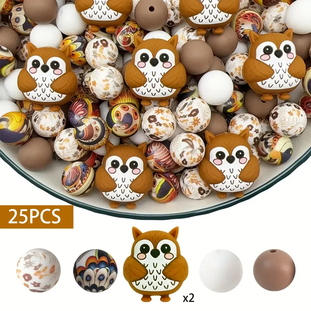 25/34-teiliges 3D-Tier-Silikonperlen-Set für DIY-Halsketten, Armbänder, Dekorationen, Stifte, Schmuckanhänger usw. Geburtstagsgeschenk für die Feiertage – Detail 9