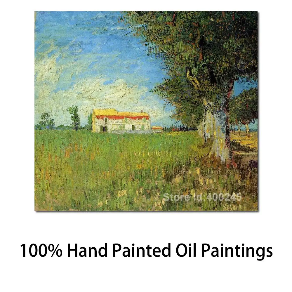 

Hand Painted Canvas Art Farmhouse in A Wheat Field of Vincent Van Gogh Oil Painting Reproduction Landscape Artwork High Quality