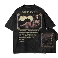 Camiseta de Gran Tamaño con Estampado de Anime de Dark Souls para Amantes del Videojuego, Ropa Informal Unisex para Parejas, Producto Popular, Ropa de Calle Moderna y Suave