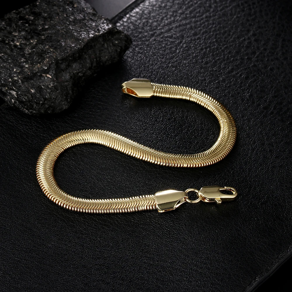 Fine 18K gold 6MM soft snake bone Chain 925 Sterling silver Bracelets for Women men Fashion Party Gifts elegant Jewelry