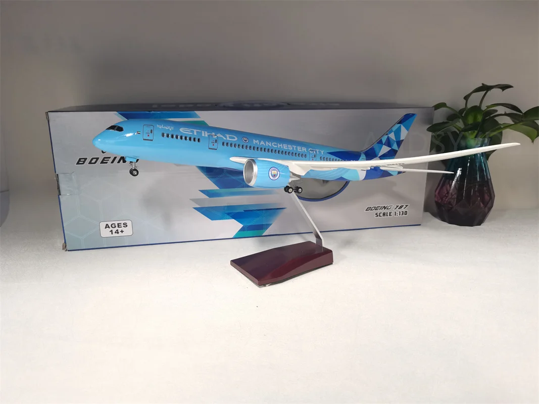 

1:130 Scale 43 cm 787 Boeing Jetliner Etihad B787 Aircraft Model Die-Cast Resin Plane Jewellery With LED Lights Can Be A Gift