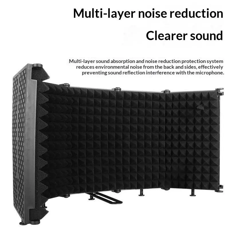 Foldable 3/5 Panel Recording Spray Screen Noise Reducing Sound Absorbing Microphone Isolation Shield for Live Streaming