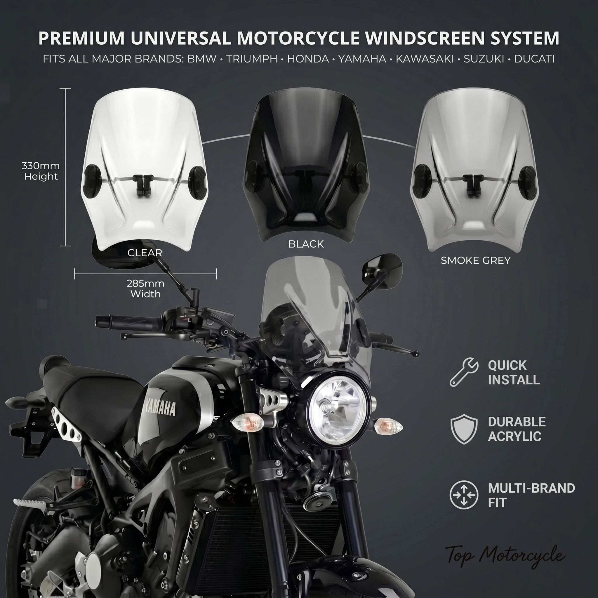 Retro Windscreen Windshield Wind Deflector Visor For Guerrilla 450 Custom Compact Sport Universal Motorcycle Fairing Parts