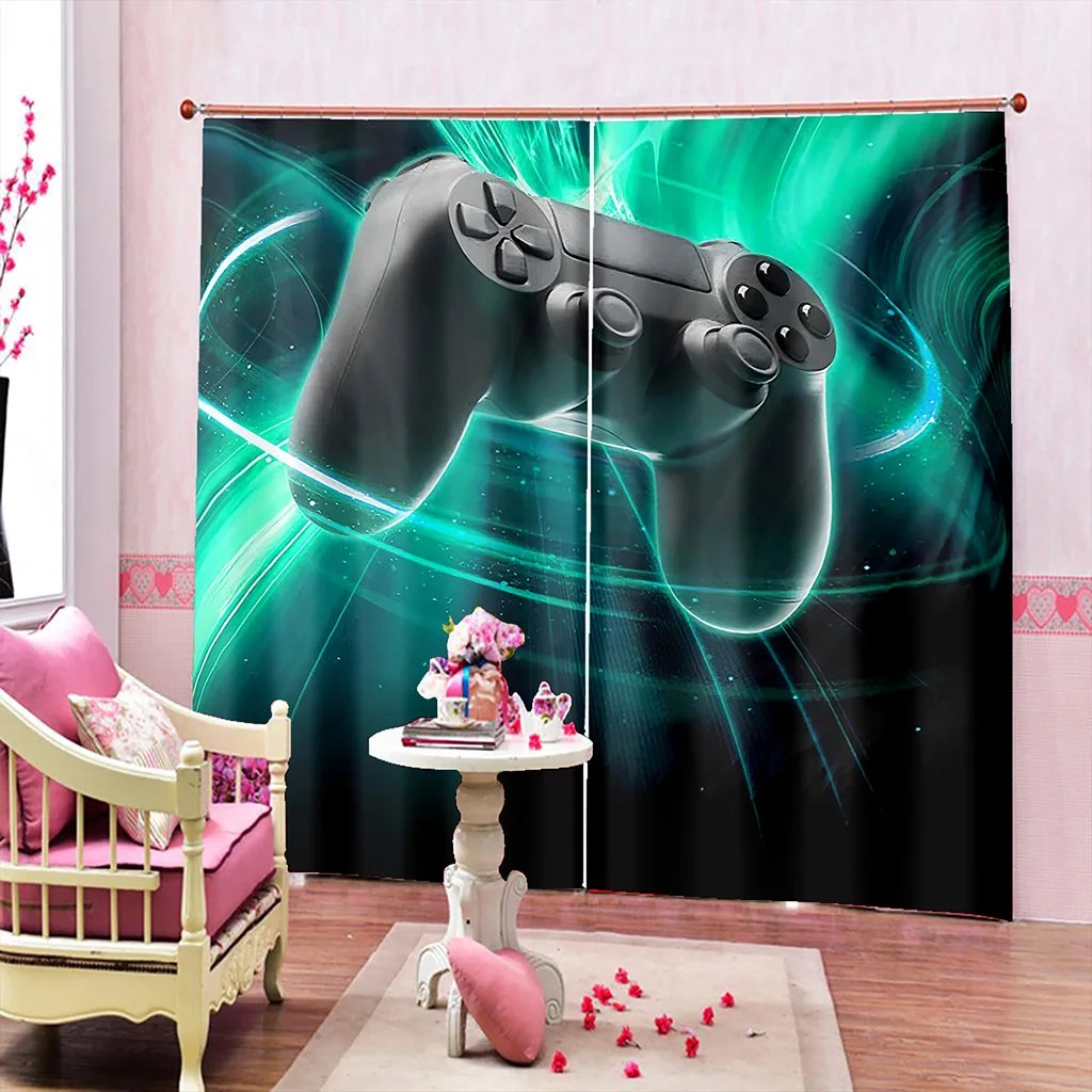 

Cool Game Handle Gamepad Gaming Room Boy Window Curtain Blinds For Living Room Kids Bedroom Bathroom Kicthen Door Home Decor2Pcs