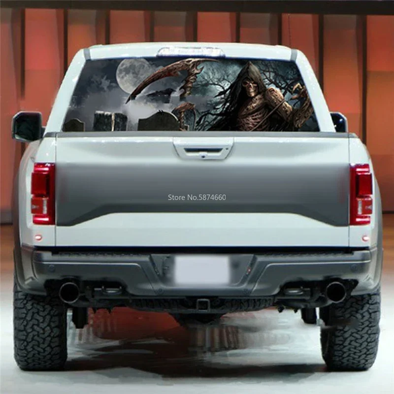 168x74CM Surprising 3D Truck Car Rear Windshield Poster Waterproof One Way Vision Unique Scary Window Stickers OEM Decal