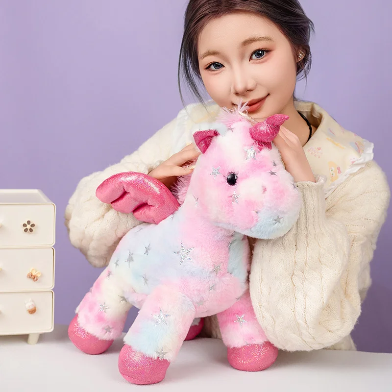 Nieuwe staande houding gekleurde eenhoorn poppen superzachte cartoon speelgoed dieren kantoor decor verjaardagscadeaus voor meisjes sierkussen