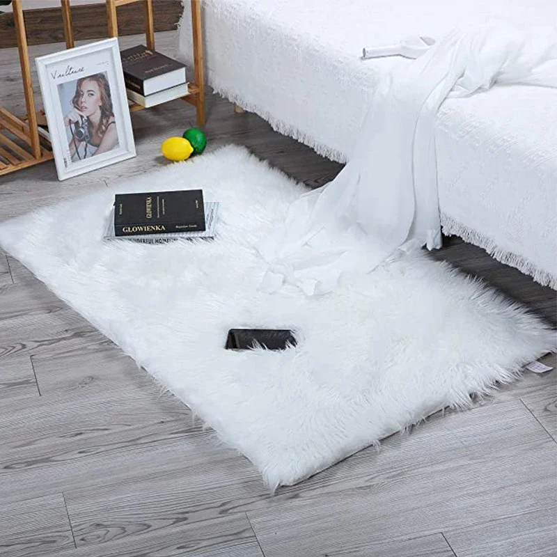 80*120cm White Area Rug Carpets for Home Living Room Fashion Bedroom Bay Window Bedside Rug Washable Blanket Anti-slip Floor Mat