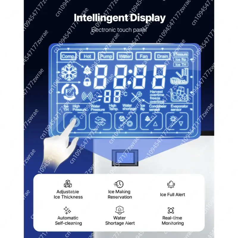 Commercial Kitchen Equipment 300 Lbs/24 h Industrial Ice Maker 20 Inch Stainless Steel Self-Cleaning Scheduled Ice Model - view 6