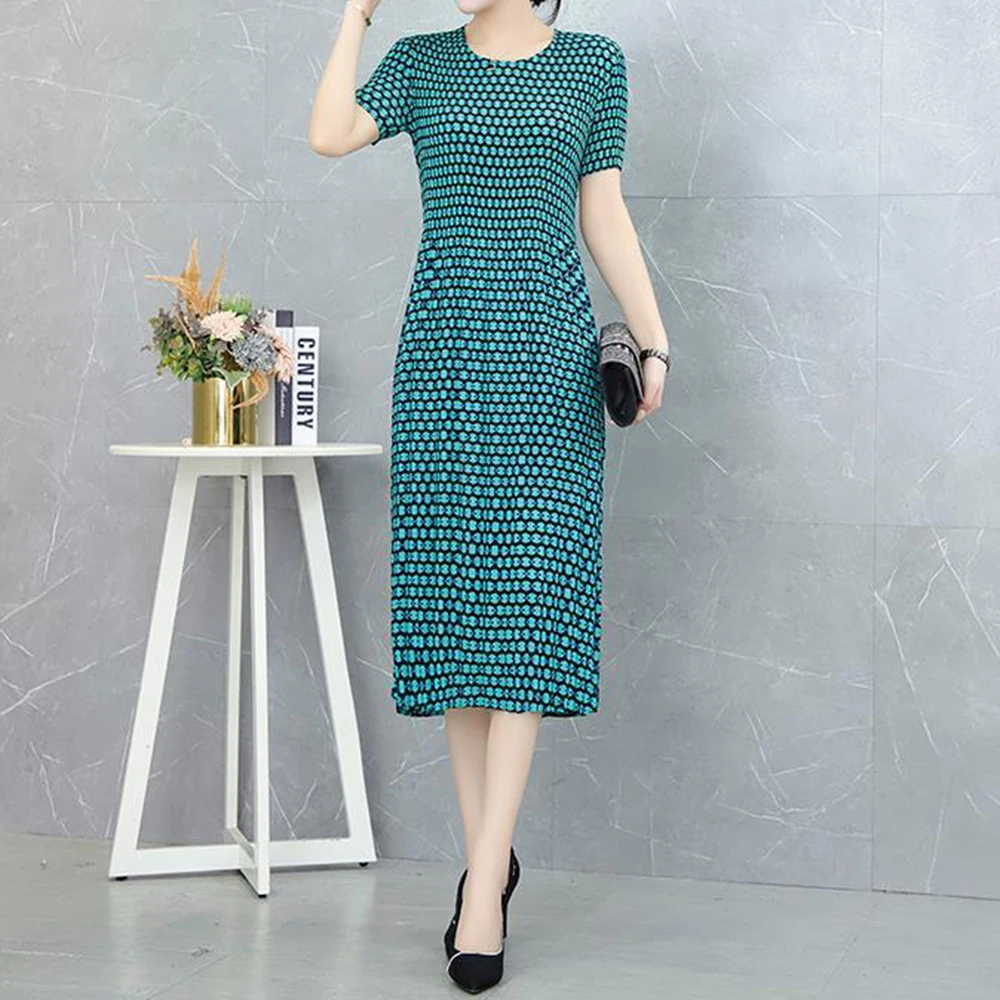 

[Pleated Skirt] Mom Dress 2026 Summer New High-end Wide Tai Tai Foreign Large Size Knee Skirt bodycon dress
