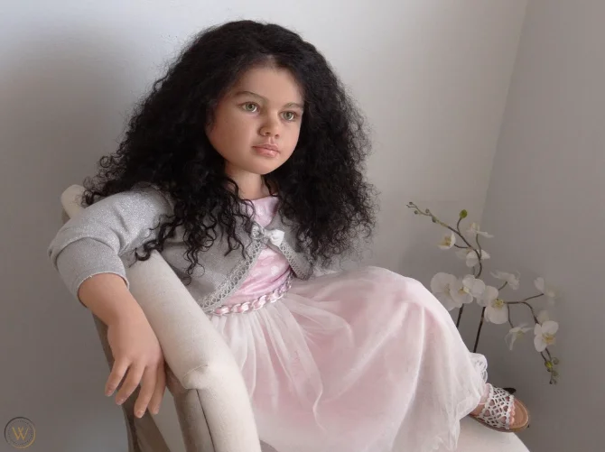 SINO-BB حصري محدود العرض 45 بوصة 4 كجم تولد من جديد الطفل غابرييلا اليد الجذور الشعر رسمت Finishe فتاة ضخمة مع الجسم القماش