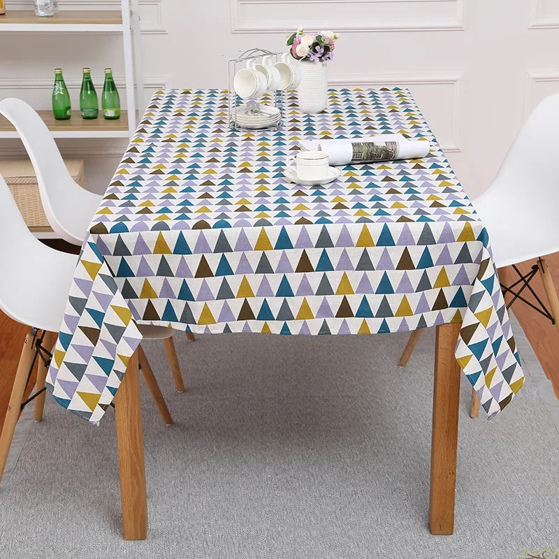 Triangle Printed Table Cloth Country Style Plaid Print Rectangle Table Cover Tablecloth Home Textile Home Kitchen Decoration