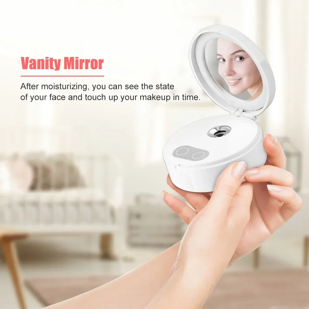 조명이 있는 미러 휴대용 미니 페이셜 스티머 나노 스프레이 전자 증발기 스파 페이셜 베이퍼 파워 뱅크 USB