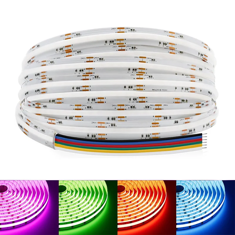 

Светодиодная лента COB 5M RGBCCT DC 24V 840LEDs/m, гибкая, без точек, FCOB, для декоративного освещения помещений