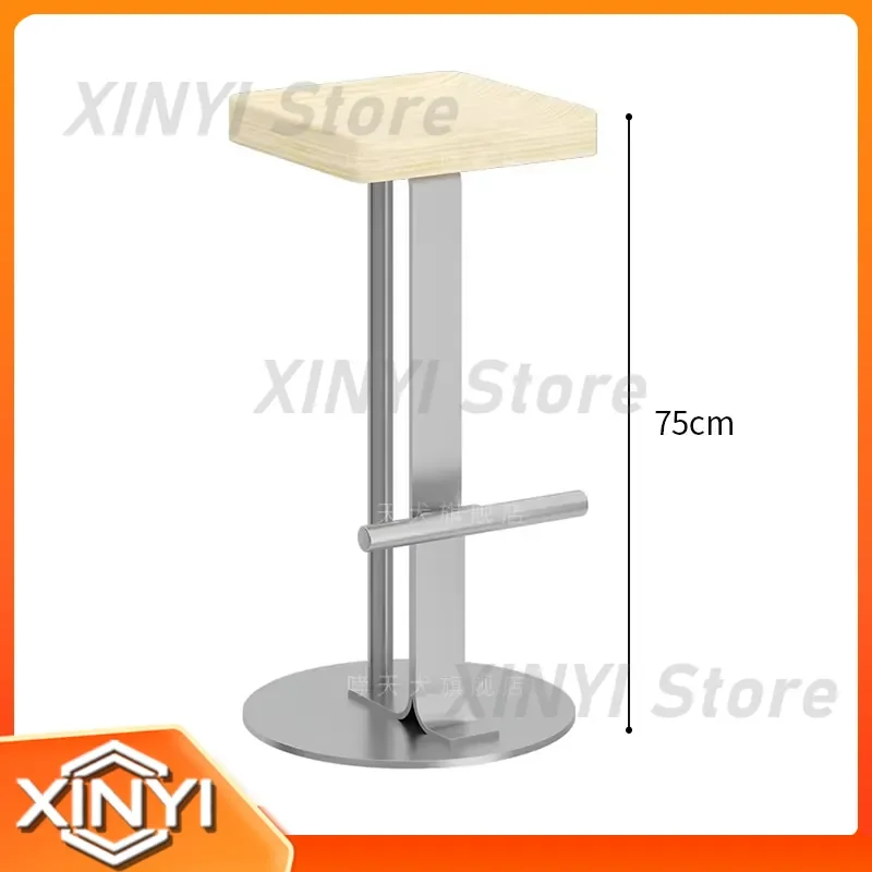 Bar Chair for Home Office Bar Counter High Stool for Wrought Iron Front Desk Checkout Area Designer Solid Wood Barstool