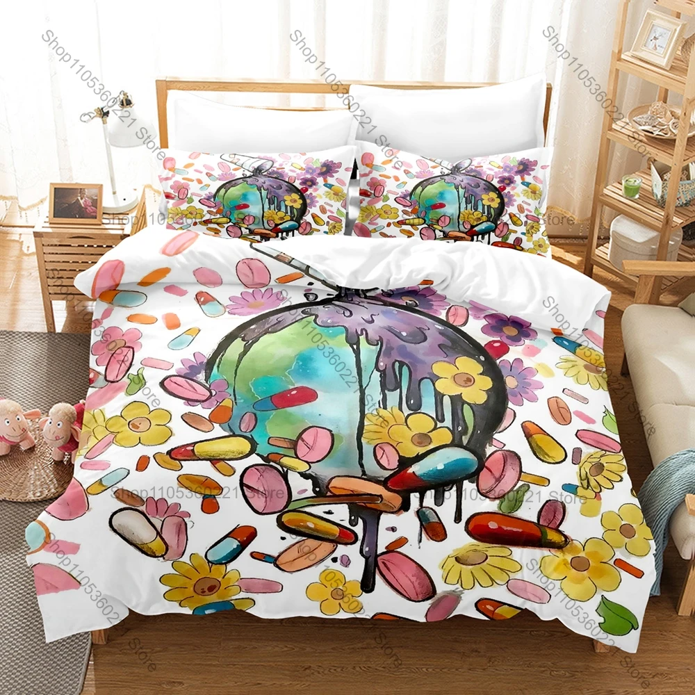 Latin Singer Ozuna Kapo Bedding Set 3 Piece Music Lover Duvet Cover Set Home Textile Fans Gift Kawaii Bear Pattern Pillowcase