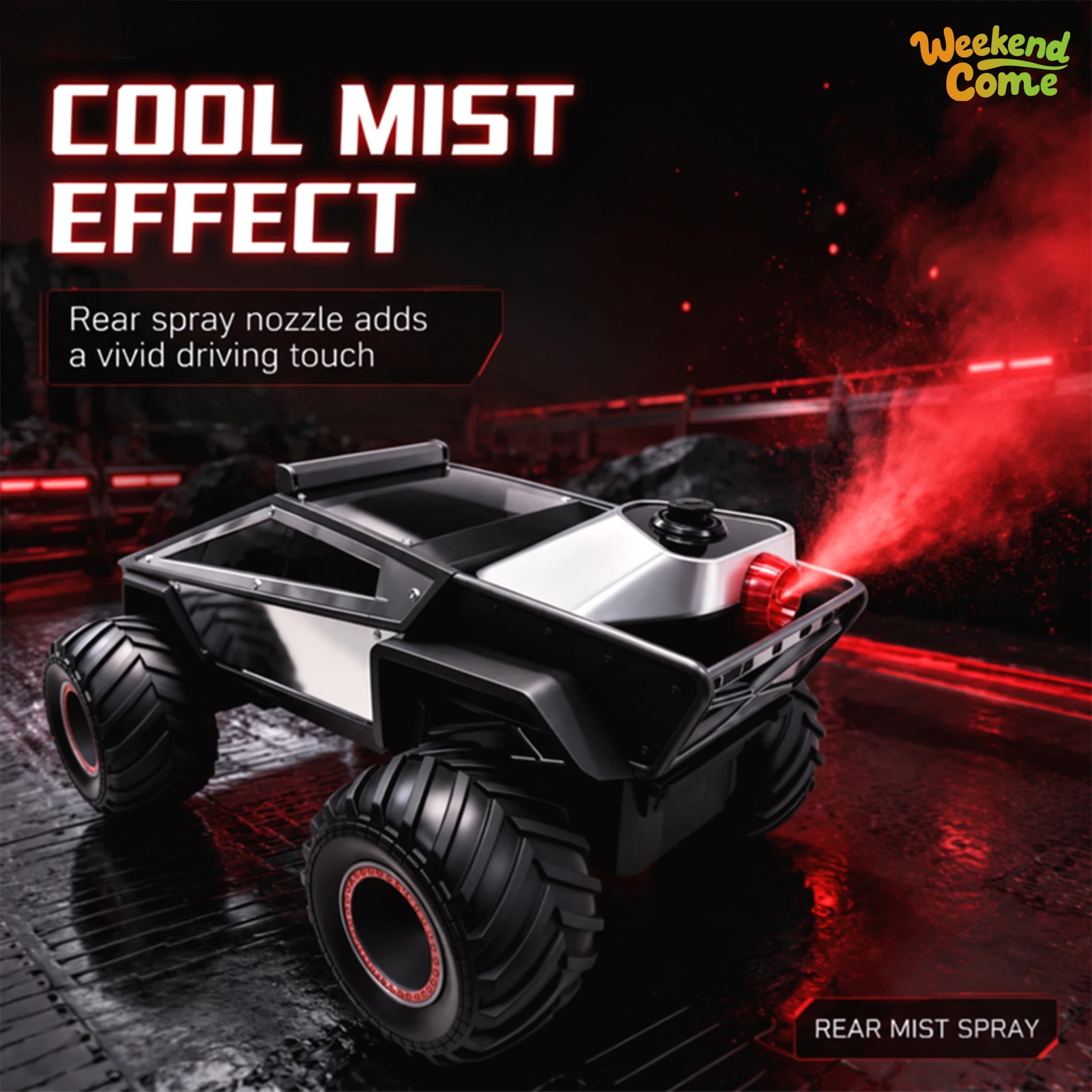 Remote Control Monster Truck Toy, 4WD Off-Road Remote Control Vehicle, Suitable for Various Terrains, Monster Truck Toy with LED Lights and Music, 2.4GHz Vehicle, Suitable for Children Aged 6 and above, Christmas Gift for Boys/Girls