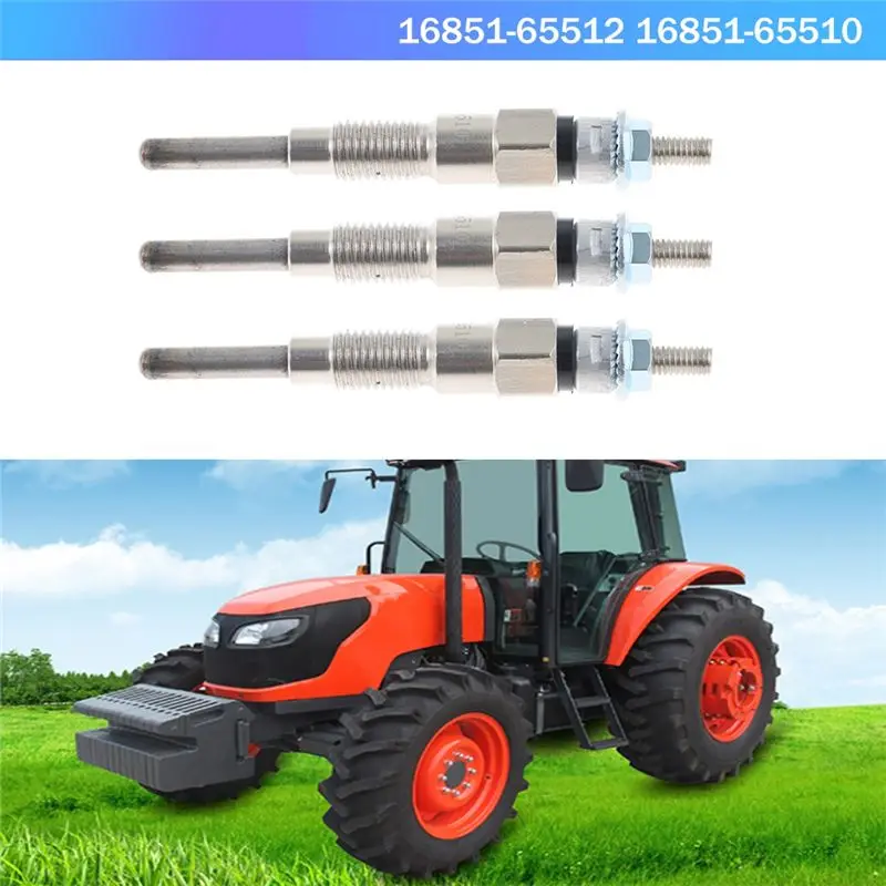 Dependable-3PCS Engine Heater Glow Plugs 8Mm Replacement Parts For Kubota Tractor B21 B1700D B1700E Part Number 16851-65512 1685