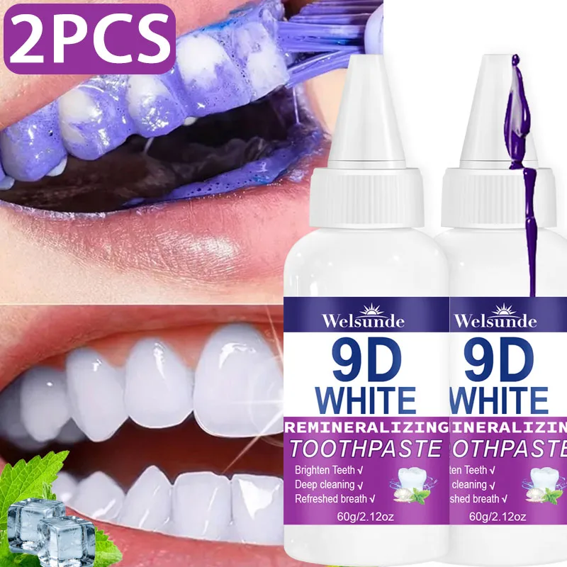 2PCS Whitening Toothpaste for Deep Cleaning & Brighter Smile, Purple Remineralizing Hydroxyapatite Toothpaste, European Formula with Minty Fresh Breath, Gentle on Gums, Travel-Size 60g*2, Ideal Oral Hygiene Gift for Women & Men, Local Warehouses