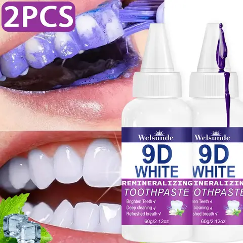 2PCS Whitening Toothpaste for Deep Cleaning & Brighter Smile, Purple Remineralizing Hydroxyapatite Toothpaste, European Formula with Minty Fresh Breath, Gentle on Gums, Travel-Size 60g*2, Ideal Oral Hygiene Gift for Women & Men, Local Warehouses