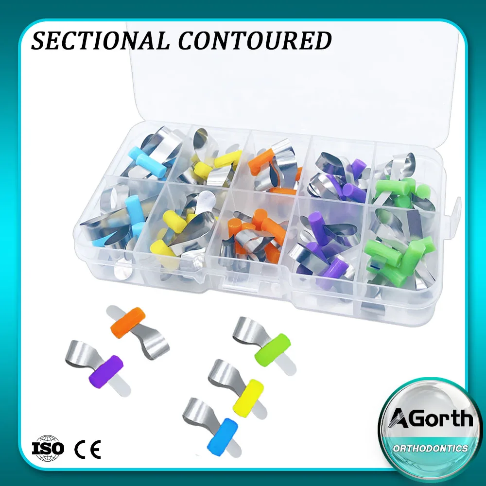 50/20pcs Dental Orthodontic Forming Sheet Sectional Contoured Metal Matrices with Positioning for Dentist Adult/Children