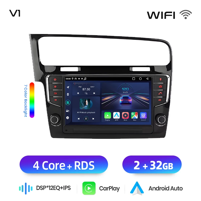 Junsun Draadloze CarPlay Android Auto Radio voor Volkswagen VW Golf 7 2013-2017 Auto Multimedia GPS BT 2din SWC DSP accessoires