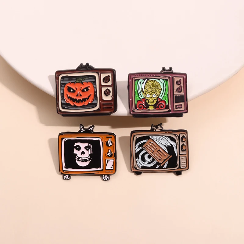 Halloween Horror Television Enamel Pins Punk Gothic Scary Movies Character Metal Brooches Lapel Badge Jewelry Gifts For Friends