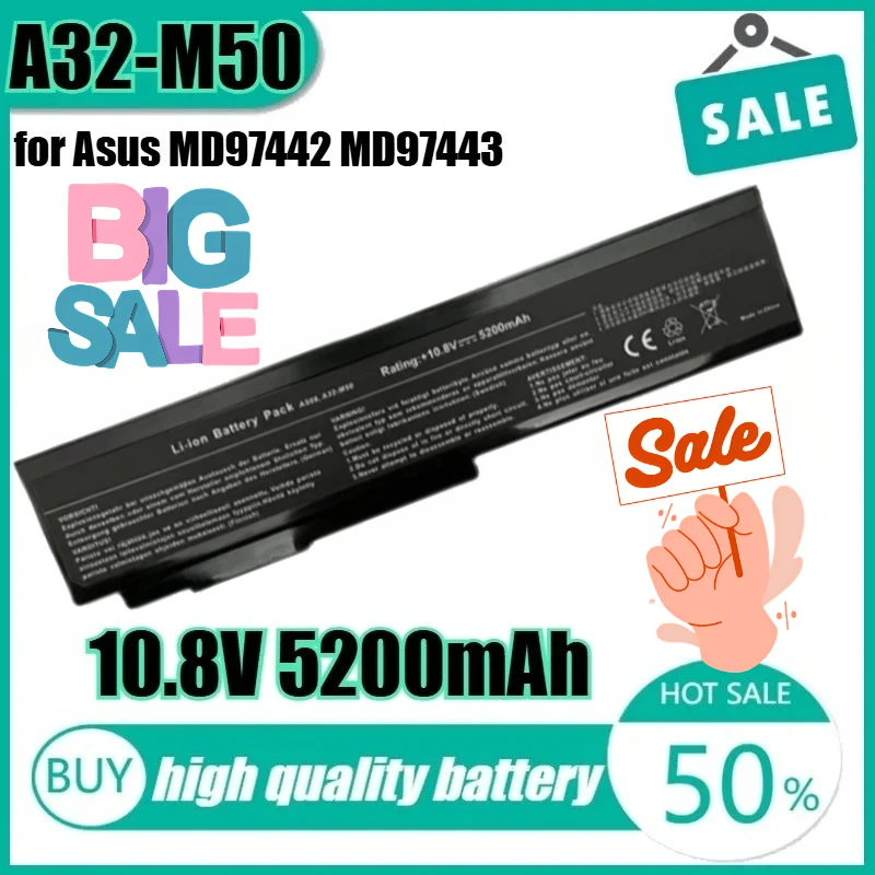 

New A32-M50 10.8V 5200mAh High Quality Laptop Battery for Asus MD97442 MD97443 L0790C6 BNAS012 A32-H36 A31-B43