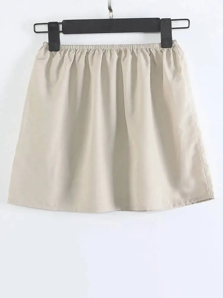 Elastic Waist Champagne High Glossy Ruffles Irregular Half-body Skirt Women Fashion New Spring Autumn 2026 1DJV85I