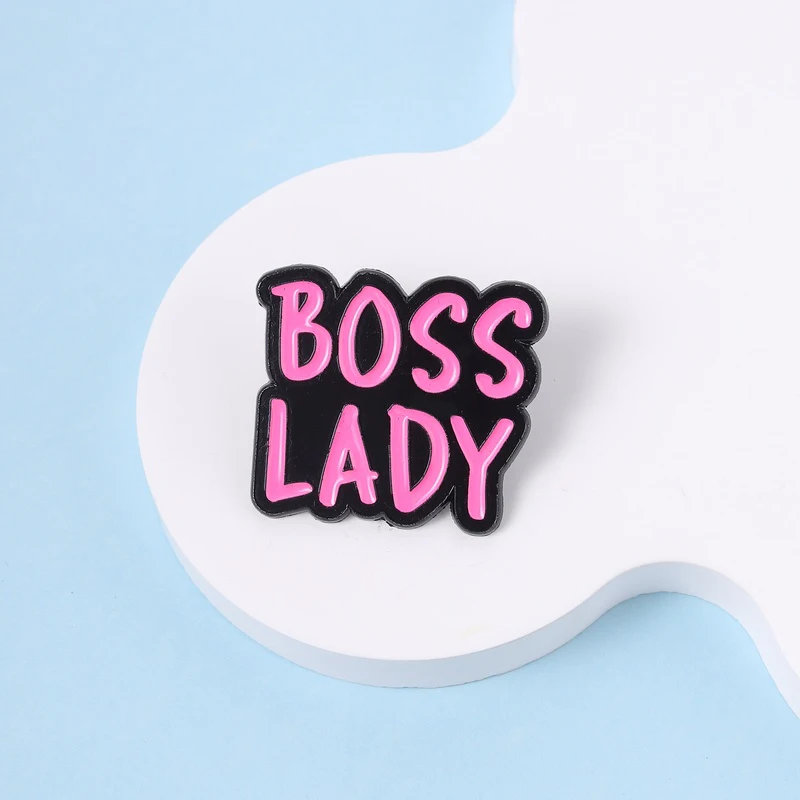 BOSS LADY Enamel Pin Sweet Cool Independent Women Office Workers Brooch Bags Hat Pin Lapel Badge Fashion Jewelry Gift for Girls
