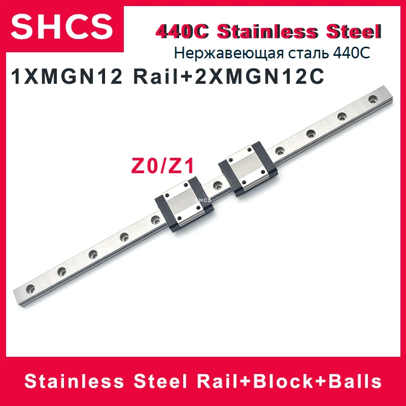 

MGN12C 2 Blocks MGN12C 350mm 2 Carriage 440C Stainless Steel MGN12 Rail 300mm 350mm 400mm 450mm 500mm With MGN12C 2 Blocks Z0 Z1