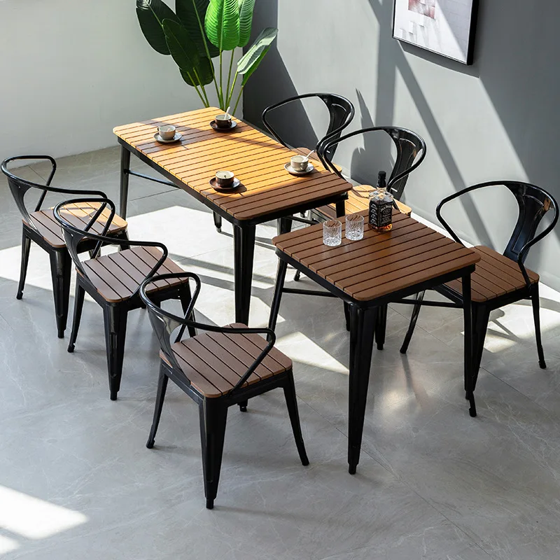 Outdoor dining table and chair combination wrought iron open-air bar balcony garden cafe milk tea leisure bar table