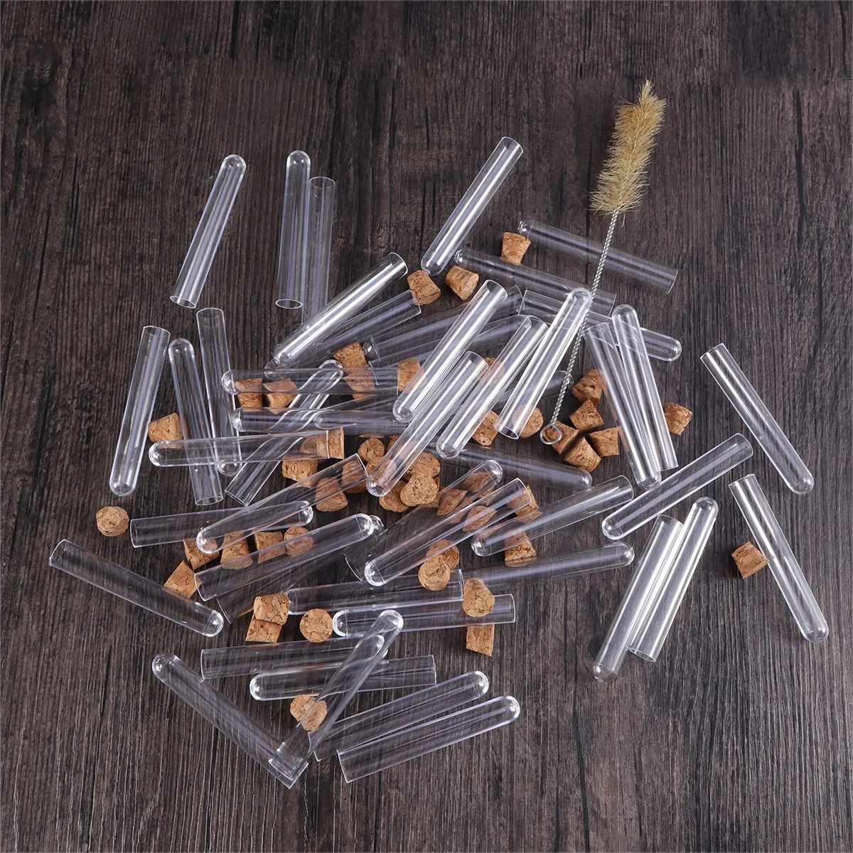 

50pcs 1.2X7.5Cm Clear Plastic Cork Stoppers Leakproof Hard Shell Eco Friendly Compact Design For Samples Travel Storage