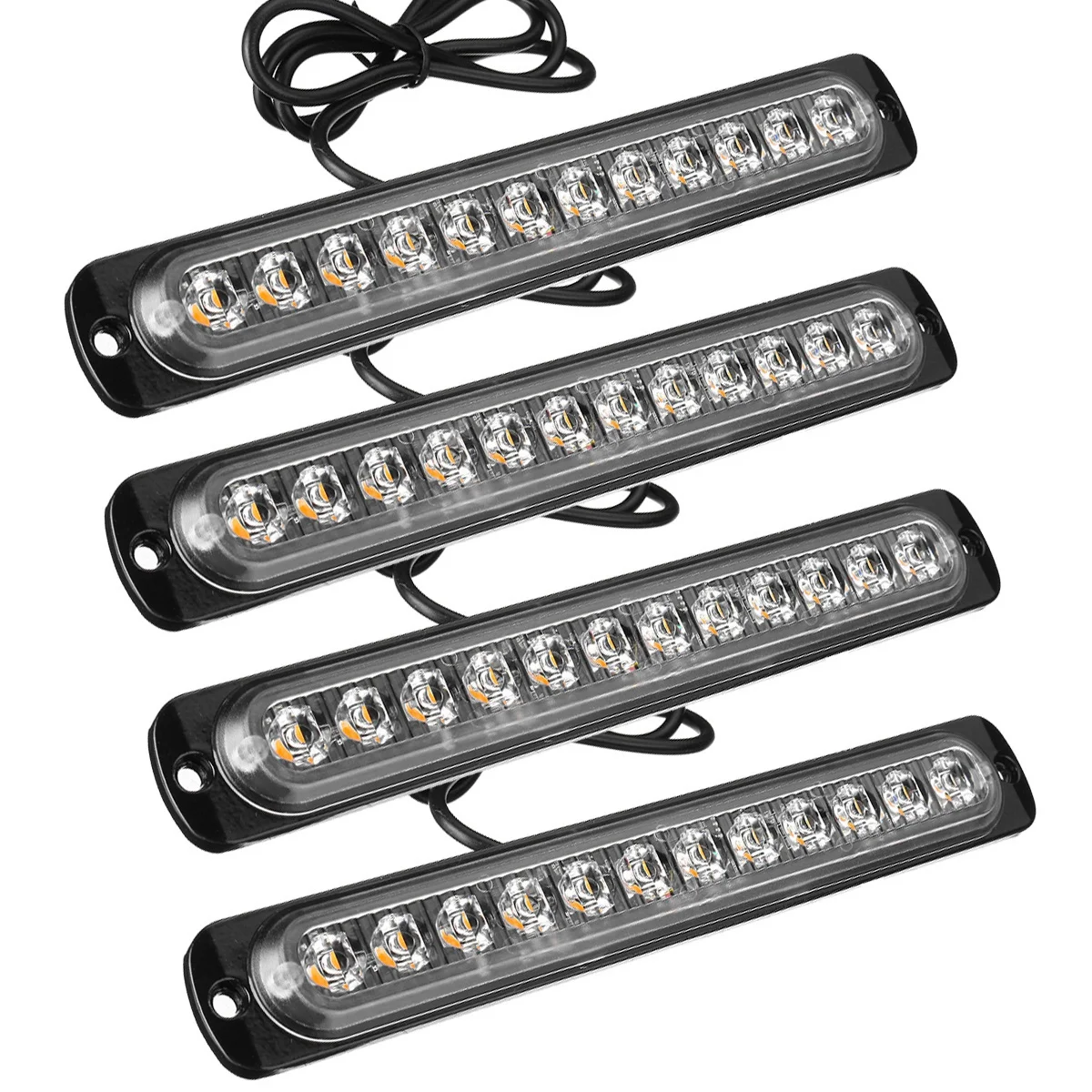 자동차 비상 경고 스트로브 램프, 슬림 플래시 라이트 바, 12-24V, 18 가지 플래시 모델, 12LED, 4 개, 2 개