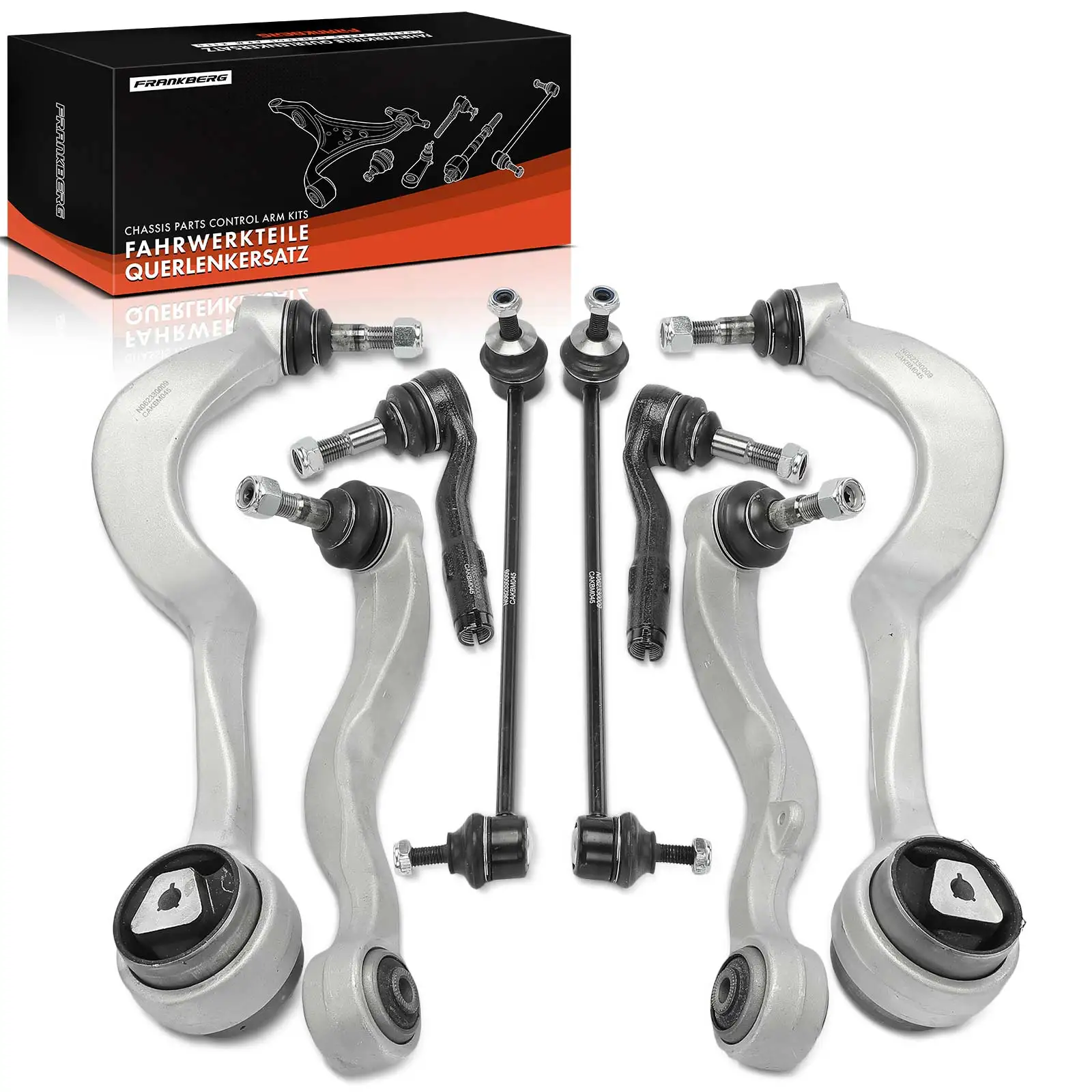 Frankberg Ensemble de bras de suspension 8 pièces pour essieu avant BMW Série 5 E60 Série 5 Touring E61 2001-2010 31124028607 31126768298 31126760183
