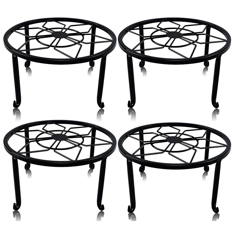 

4 Pack Metal Plant Stands For Flower Pot, Heavy Duty Black Iron Potted Stand Holder, Indoor Outdoor Rustproof Planter